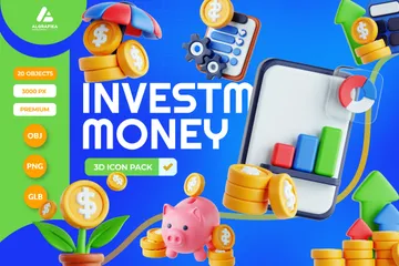 Investimento e dinheiro Pacote de Icon 3D