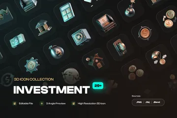 Investimento em ações Pacote de Icon 3D