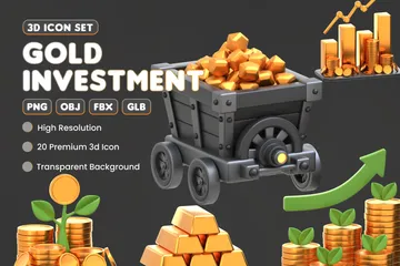 Investimento em ouro Pacote de Icon 3D