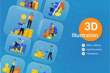 Investimento financeiro Pacote de Illustration 3D