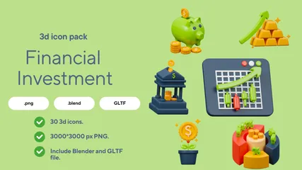 Investimento financeiro Pacote de Icon 3D