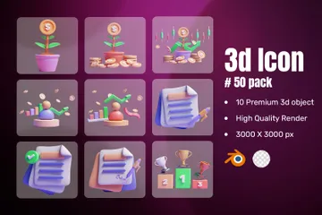 Investing Money 3D Icon Pack