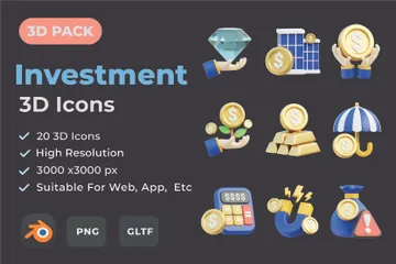 Investissement Pack 3D Icon