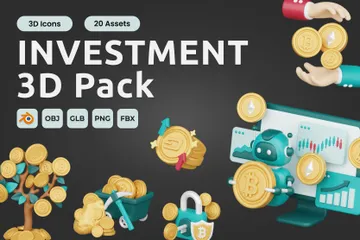 Investissement en crypto-monnaie Pack 3D Icon