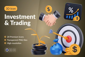 Investissement et commerce Pack 3D Icon