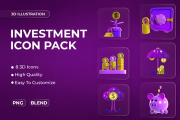 Investissements Pack 3D Icon