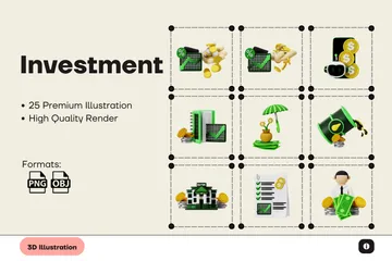 Investition Finanzielles Wachstum 3D Icon Pack