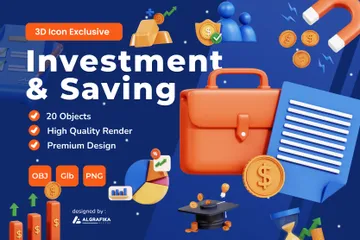 Investment And Saving 3D Icon Pack