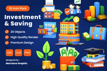 Investment And Saving 3D Icon Pack