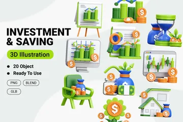 Investment And Saving 3D Icon Pack