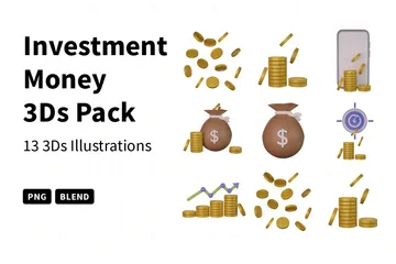 Investment Money 3D Icon Pack