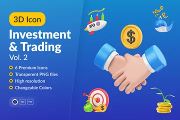 投資と取引 3D Iconパック