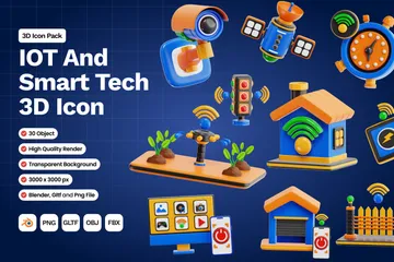 IOT e tecnologia inteligente Pacote de Icon 3D
