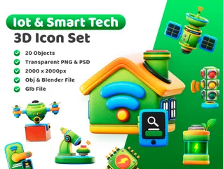 IOT And Smart Tech 3D Icon Pack