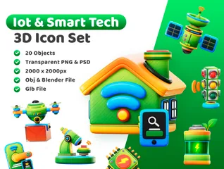 IOT und Smart Tech 3D Icon Pack