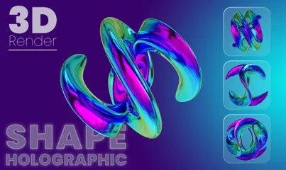 Iridescent Holographic Shape 3D Icon Pack