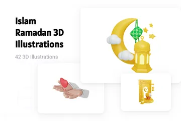 Ramadán islámico Paquete de Illustration 3D