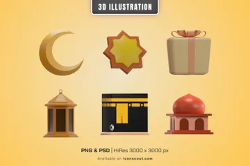 イスラム教の 3D Illustrationパック