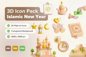イスラムの新年 3D Iconパック