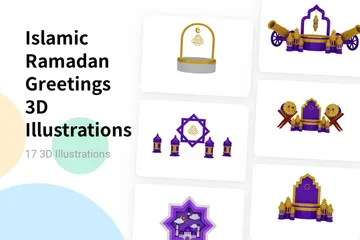 Islamic Ramadan Greetings 3D Illustration Pack