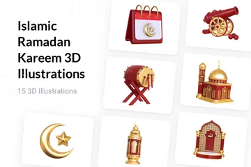 イスラム教のラマダンカリーム 3D Illustrationパック