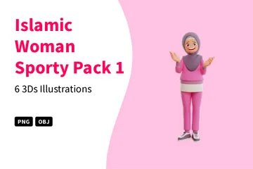 Islamic Woman Sporty Pack 1 3D Illustration Pack