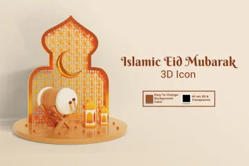 Eid Mubarak Islâmico Pacote de Illustration 3D