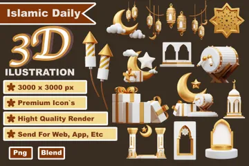 Islamische Religion 3D Illustration Pack