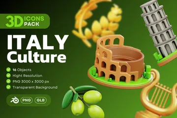 Cultura italiana Pacote de Icon 3D