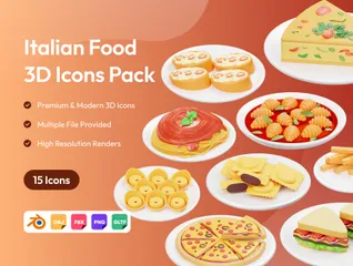 イタリア料理 3D Iconパック
