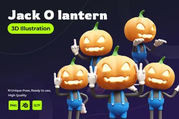 Jack O Lanterna Pacote de Illustration 3D