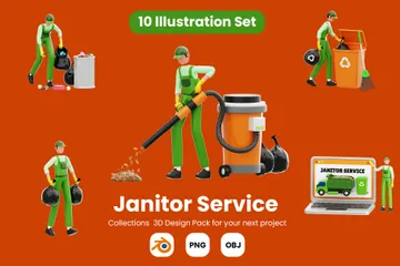 Janitor Service 3D Illustration Pack