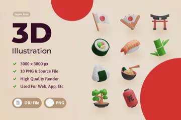 Japanese 3D Icon Pack