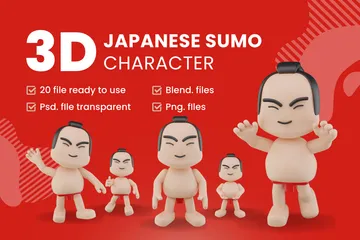 Japanese Sumo Wrestler 3D Illustration Pack