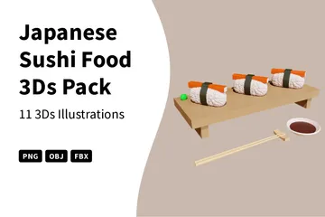 Japanese Sushi Food 3D Icon Pack