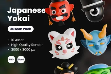 Japanese Yokai 3D Icon Pack