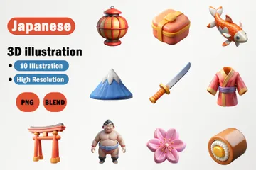 Japanische Kultur 3D Icon Pack