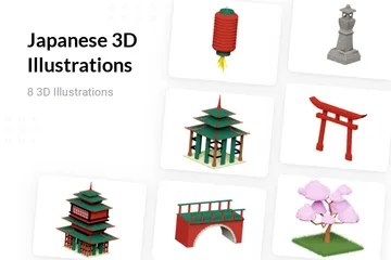 Free Japonés Paquete de Illustration 3D