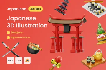 Japonés Paquete de Illustration 3D
