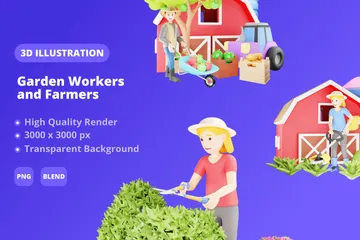 Travailleurs du jardin et agriculteurs Pack 3D Illustration