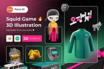 Jeu de calmar Pack 3D Illustration