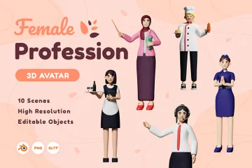 Job Beruf Weiblich 3D Illustration Pack