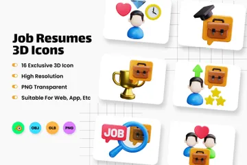 Job Resume 3D Icon Pack