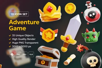 Jogo de aventura Pacote de Icon 3D