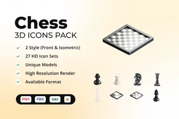 Jogo de xadrez Pacote de Icon 3D