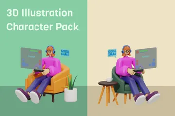 Jogos felizes Pacote de Illustration 3D