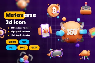 Jogos metaverso Pacote de Icon 3D