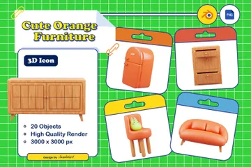 Meubles orange mignons Pack 3D Icon