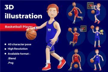 Joueur de basketball Pack 3D Illustration