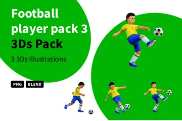 Pack Joueur de Football 3 Pack 3D Illustration